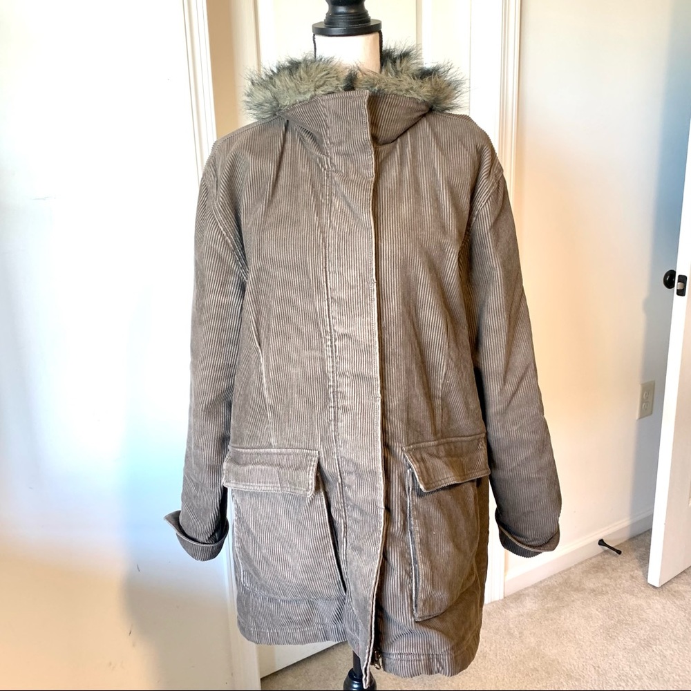 WOOLRICH Corduroy Faux Fur Trimmed Oversized Parka/Barn Coat—SZ. Large